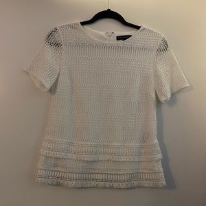 Banana Republic Layered Lace Top White XS